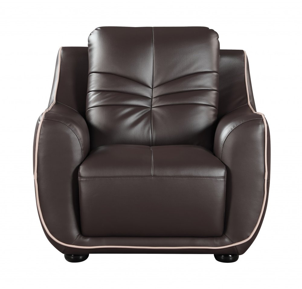 49" Brown Tufted Leather Match Club Chair